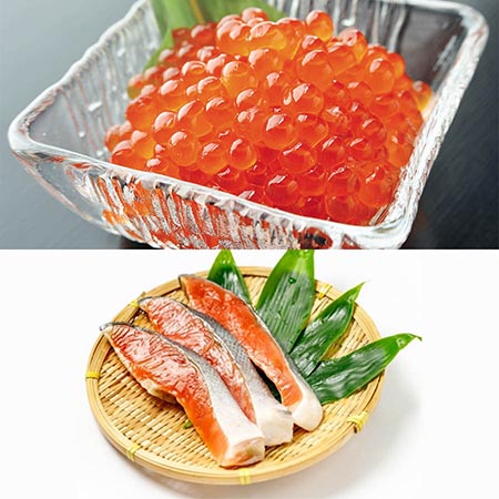 [函館 弘成]自家製イクラ醤油漬け200g&天然甘口紅鮭5切れセット