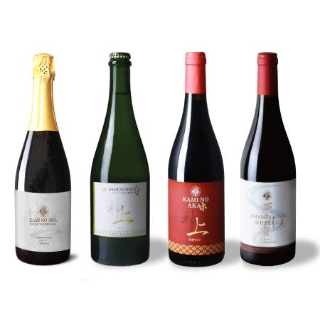 [上ノ国ワイナリー]セレクトワイン飲み比べセット4種・各1本(プレミアムシャルドネ2022、ナイアガラ2022、上の赤、天の川雫)