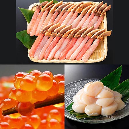 [加藤水産]ズワイガニしゃぶポーション500g&いくら醤油漬け80g×2個&玉冷300g