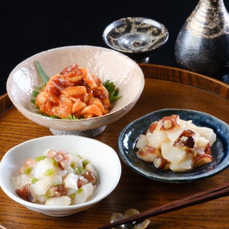 [マルツボ]たこ三昧セット(うす切北海たこ、たこのたたきスライス、たこのキムチ漬、たこのわさび漬、たこの生姜漬)