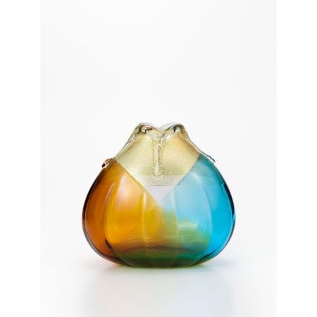 [津軽びいどろ]金彩秋風 花器 中
