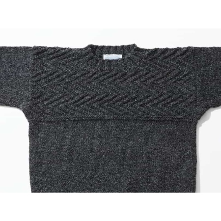 [KESENNUMA KNITTING]手編みセーター エチュード 男女兼用Mサイズ チャコールグレー