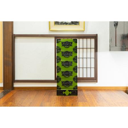 仙台箪笥 すきまチェスト 常盤色漆塗り 巾33×奥37.5×高90cm 18kg×1