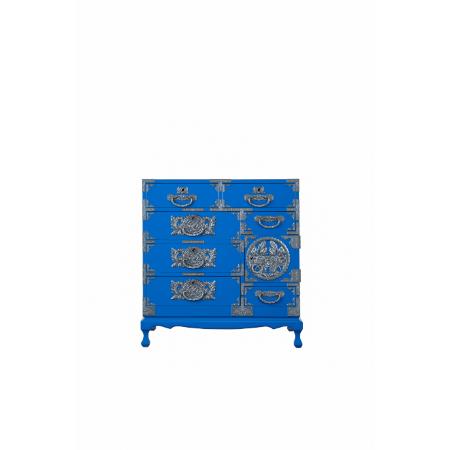 仙台箪笥 猫足チェスト 藍色漆塗り 巾63×奥37×高65cm 22kg×1