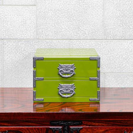 仙台箪笥 二ツ抽小箪笥 常盤色漆塗り(利府町ふるさと納税限定)