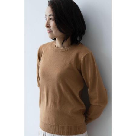 [SHIRATA KNITWORKS/白田のカシミヤ]ラウンドプルオーバー ベビーカシミヤ100%[度詰]キャメル(婦人S・M・L)