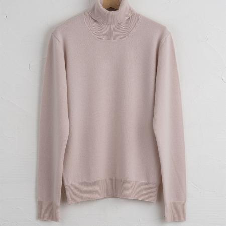 [SHIRATA KNITWORKS/白田のカシミヤ]タートルネックプルオーバー ベビーカシミヤ100%[度詰]アイスピンク(婦人SML)