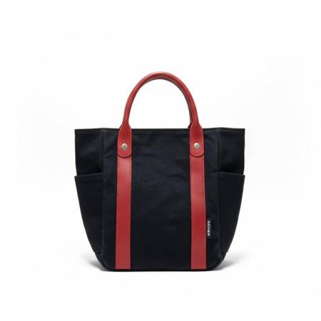 [日乃本帆布]帆布小トート(革)BK/RD(N)