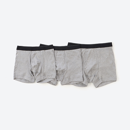 [快適工房]紳士 ボクサーブリーフ グレーモク×3枚組(フライス)
