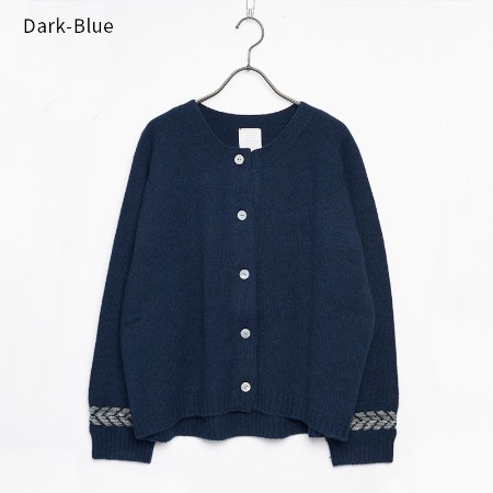 [maalisukuu]ウール/アンゴラ プレスジャガードカーディガン/フリーサイズ