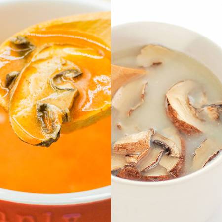 [舟形マッシュルーム]カップスープの素2種セット(クリームスープ、トマトスープ 各10食入×2袋)