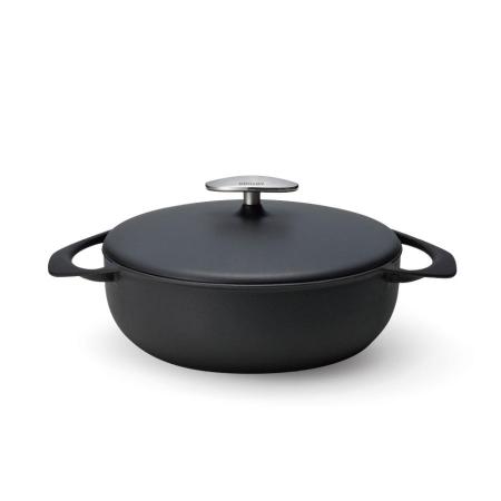 [UNILLOY]キャセロール(鋳物ホーロー鍋) 22cm浅型 くろがね