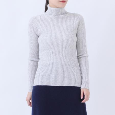 [ルーエンローズ]カシミヤ 2×2リブタートルPO