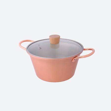 [銅製]ことこと鍋の煮込み鍋(ガラス蓋つき)20cm