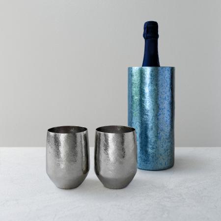 [SUSgallery]Bottle Keeper Capri Blue・Tumbler Goblet Mirror 2個 計3点セット
