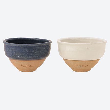 [PU.LE.LA]cafe au lait bowl White&Blue 2個セット(カフェオレボウル ホワイト・ブルー 各1)