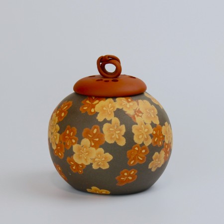 [伊藤赤水]五代赤水 無名異練上花紋香爐