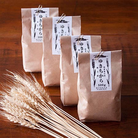 新潟県産石挽き小麦粉「ゆきちから」100% 2kg