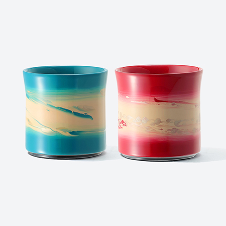 [采色塗なか門]フリーカップ 彩クラウドペア(空・紅)