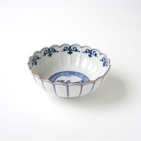 [山本 長左]菊型中鉢 花鳥