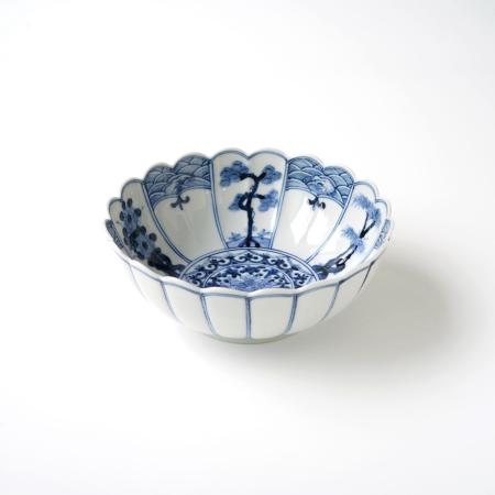 [山本 長左]菊型中鉢 樹花文