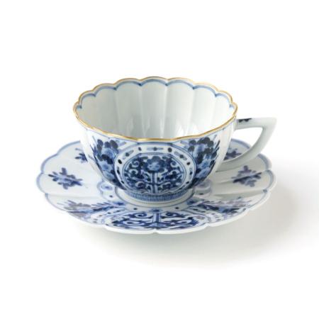 [山本 長左]一客コーヒー 青花吉祥文