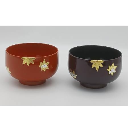 [漆芸 文平堂]夫婦汁椀 春秋蒔絵