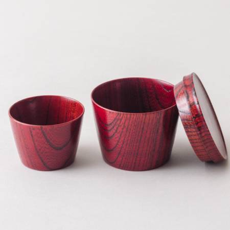 [漆芸 文平堂]旅のぐいのみ けやき 赤すり