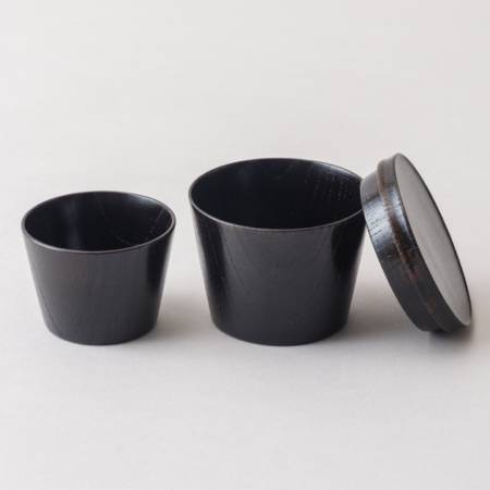 [漆芸 文平堂]旅のぐいのみ けやき 黒すり