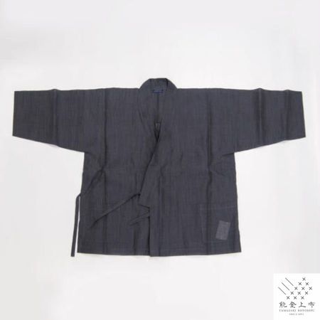 [能登上布 YAMAZAKI NOTOJOFU]能登上布 作務衣(上下)/縞柄 黒orグレー系いずれか(お仕立て上り)