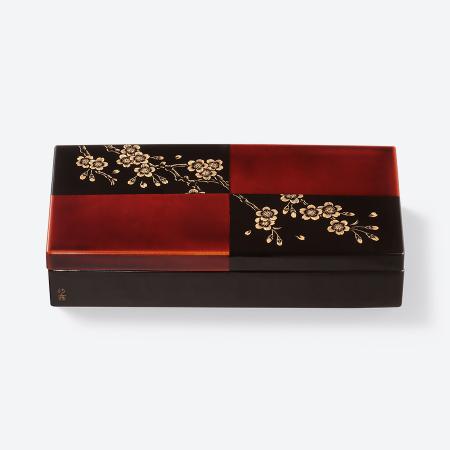 [丸山久右衛門商店]沈金白檀市松 長角箱 桜