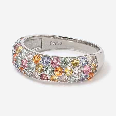 [GOKO]73172 PT950 マルチカラーストーン リング