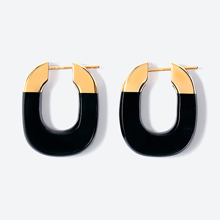 [詫間宝石彫刻]stone hoop pierce Oval オニキス