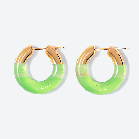 [詫間宝石彫刻]stone hoop pierce Circle ウグイス瑪瑙