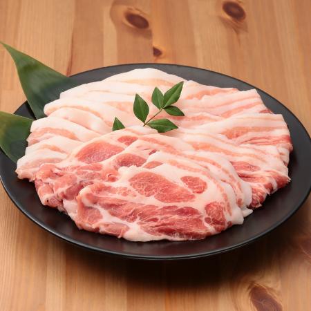 [南アルプス放牧豚]鍋用うす切り肉セット(ロース肉、肩ロース肉、バラ肉各250g)