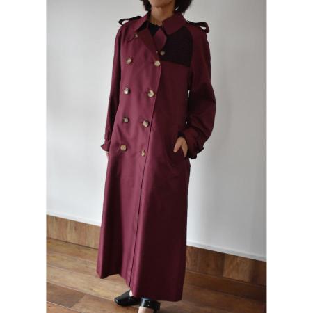 [muto×印伝の山本]2つの伝統から生まれたtrench coat「I'」*シルク100%×甲州印伝/ボルドー
