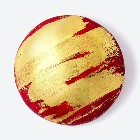 [Haku(ハク)]ブローチ BRUSH 金箔×春慶風紅色