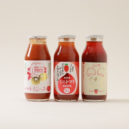 [石川農園]3種のジュース(トマト・ミニトマト・いちご)計180ml×7