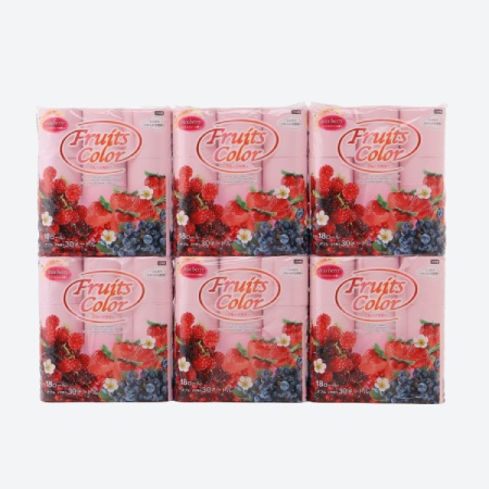 [鶴見製紙]フルーツカラー ミックスベリ―の香りトイレットペーパー30m ダブル 108ロール