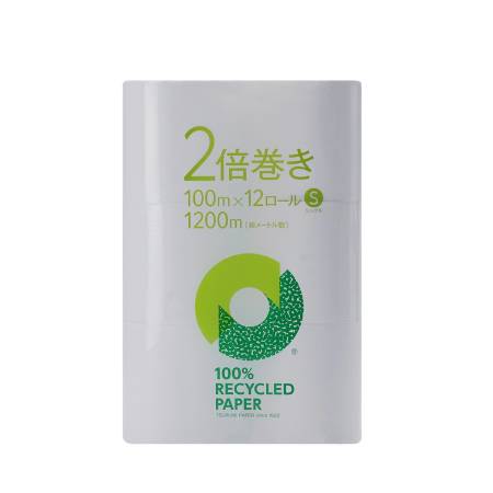 [鶴見製紙]2倍巻きトイレットペーパーシングル12ロール×6無香料100m再生紙100%