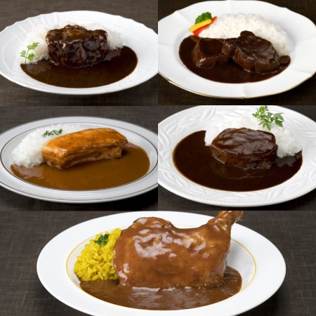 [柿安本店]PREMIUM「プレミアムカレー」5種セット(牛ほほ肉・牛テール・極厚ポーク・骨付きチキン・厚切り牛タン)各1個(計5個)