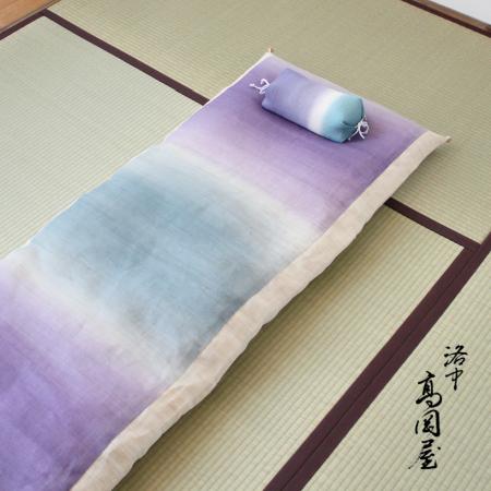 [洛中高岡屋]たわら枕付き 本麻 引き染め カバータイプごろ寝敷きふとん 普通サイズ 青磁