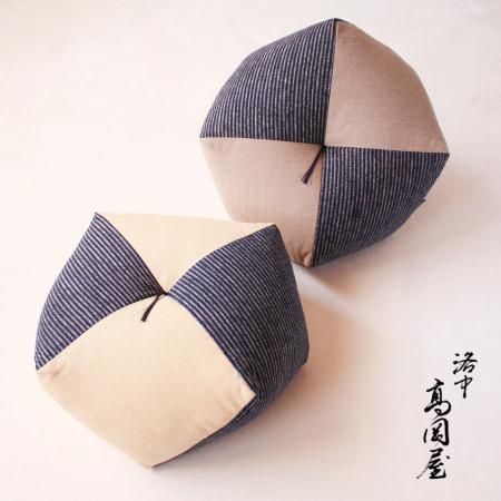 [洛中高岡屋]おじゃみ座布団 縞藍 2個セット