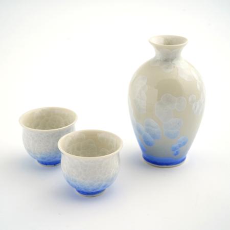 [陶あん]花結晶 お預け酒器(白地青)