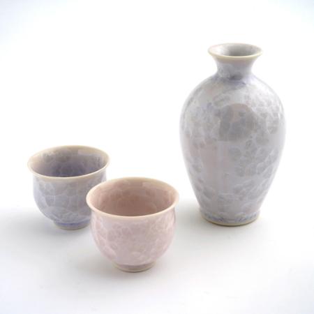 [陶あん]花結晶 お預け酒器(紫・ピンク)
