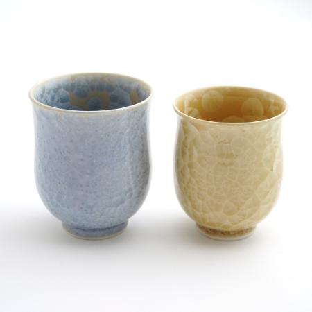 [陶あん]花結晶 組湯呑(銀花・金花)