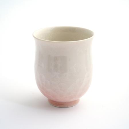 [陶あん]花結晶 湯呑(白地赤)