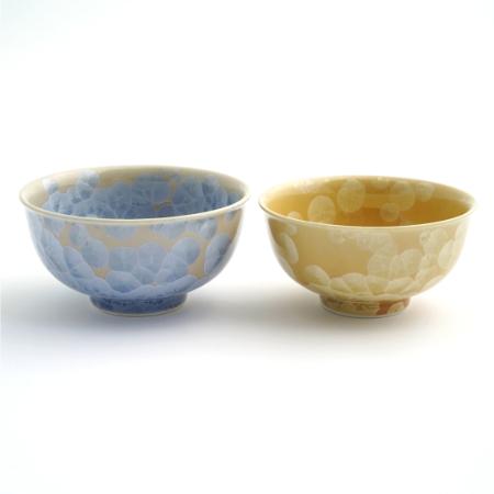 [陶あん]花結晶 組茶碗(銀花・金花)