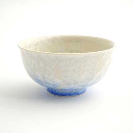 [陶あん]花結晶 茶碗(白地青)