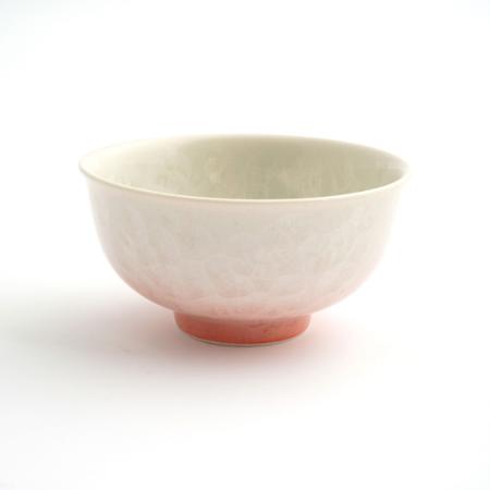 [陶あん]花結晶 茶碗(白地赤)